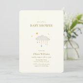 Blue Pearl Modern Elegant Raindrop Baby Shower 招待状 (スタンド正面)
