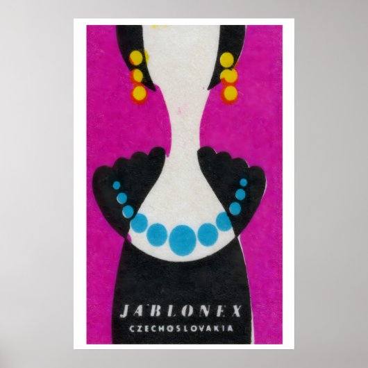 Blue Pearl Necklace - Matchbox Print - Czech Wall ポスター (正面)