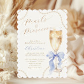 Blue Pearls and Prosecco Bridal Shower Invitation 招待状