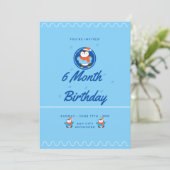 Blue Penguin 6 Month Birthday 招待状 (スタンド正面)