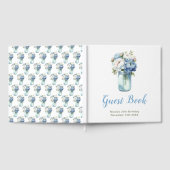 Blue Peonies Mason Jar Birthday Party ゲストブック (全面)