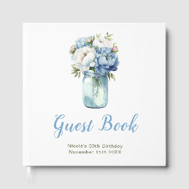 Blue Peonies Mason Jar Birthday Party ゲストブック