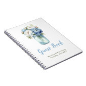 Blue Peonies Mason Jar Birthday Party Guest Book ノートブック (右側)