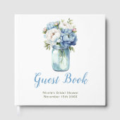 Blue Peonies Mason Jar Bridal Shower ゲストブック (正面)