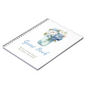 Blue Peonies Mason Jar Bridal Shower Guest Book ノートブック (左側)