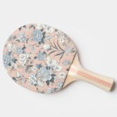 Blue Peonies Peach Botanical Vintage Floral 卓球ラケット (横)