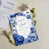 Blue Peony Floral セーブザデート
