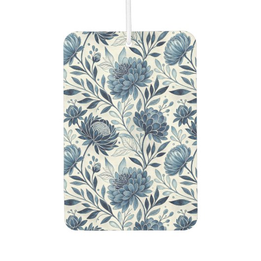 Blue Peony Garden Watercolor カーエアーフレッシュナー (正面)