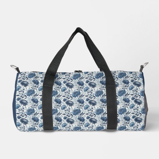 Blue Peony Garden Watercolor ダッフルバッグ (正面)