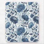 Blue Peony Garden Watercolor マウスパッド (正面)