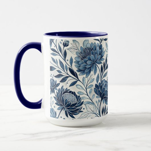 Blue Peony Garden Watercolor マグカップ (左)