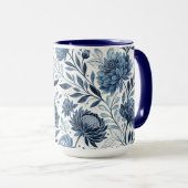 Blue Peony Garden Watercolor マグカップ (正面右)