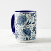 Blue Peony Garden Watercolor マグカップ (正面左)