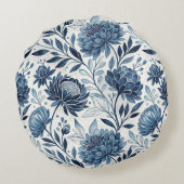 Blue Peony Garden Watercolor ラウンドクッション (裏面)