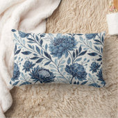 Blue Peony Garden Watercolor ランバークッション (ブランケット)