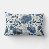 Blue Peony Garden Watercolor ランバークッション (正面)