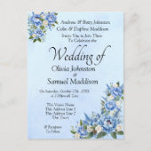 Blue Peony on Blue Wedding Suite Invitation  ポストカード (正面)