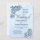 Blue Peony on Blue Wedding Suite Invitation 招待状 (正面)