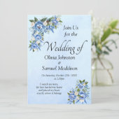 Blue Peony on Blue Wedding Suite Invitation 招待状 (スタンド正面)