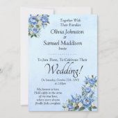 Blue Peony on Blue Wedding Suite Invitation 招待状 (正面)