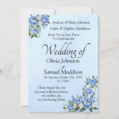 Blue Peony on Blue Wedding Suite Invitation  招待状 (正面)