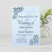 Blue Peony on Blue Wedding Suite Invitation 招待状 (スタンド正面)