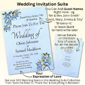 Blue Peony on Blue Wedding Suite Invitation 招待状
