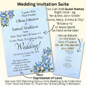 Blue Peony on Blue Wedding Suite Invitation  招待状