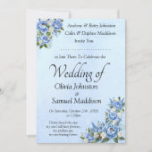 Blue Peony on Blue Wedding Suite Invitation 招待状 (正面)