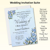 Blue Peony on Blue Wedding Suite Invitation #A 招待状
