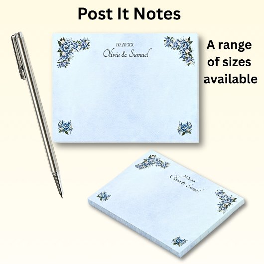 Blue Peony Wedding Suite Notes ポストイット