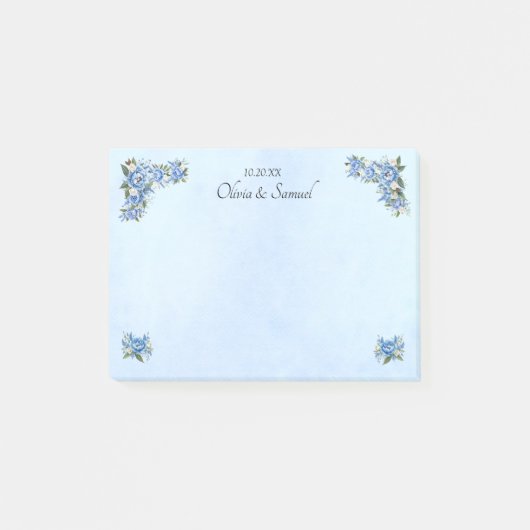 Blue Peony Wedding Suite Post-It Notes ポストイット (正面)
