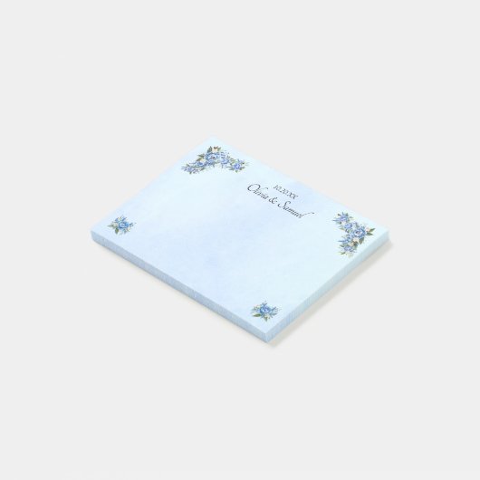 Blue Peony Wedding Suite Post-It Notes ポストイット (アングル)