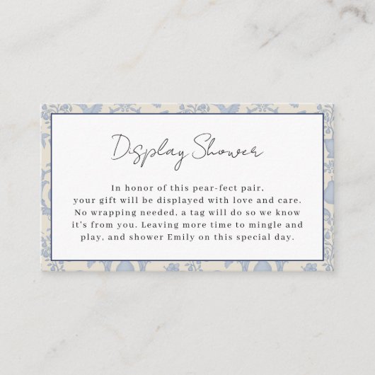 Blue Perfect Pearディスプレイシャワー挿入カード エンクロージャーカード (正面)