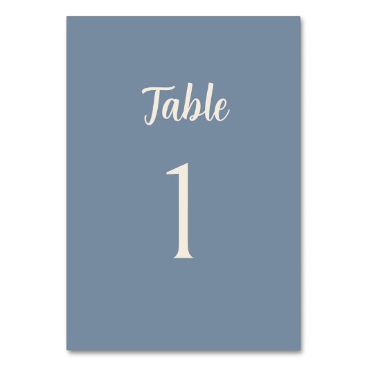 Blue Periwinkle Minimalist Wedding Table Number テーブルナンバー (正面)