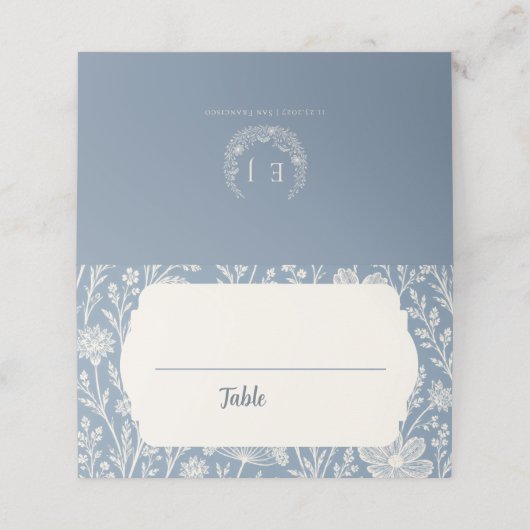Blue Periwinkle Wildflower Wedding Place Card プレイスカード (外部開封)