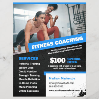 Blue Personal Trainer and Fitness Coaching Flyer チラシ