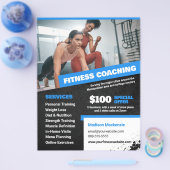 Blue Personal Trainer and Fitness Coaching Flyer チラシ (シングル)