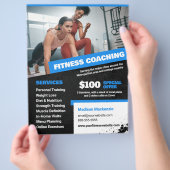 Blue Personal Trainer and Fitness Coaching Flyer チラシ (手)