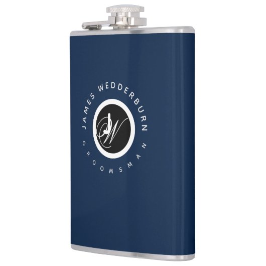 Blue Personalize Groomsman結婚式の引き出物 フラスク (左)