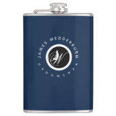 Blue Personalize Groomsman結婚式の引き出物 フラスク (正面)