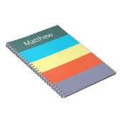 Blue Personalized Color Block Striped Notebook ノートブック (右側)