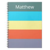 Blue Personalized Color Block Striped Notebook ノートブック (正面)