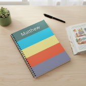 Blue Personalized Color Block Striped Notebook ノートブック