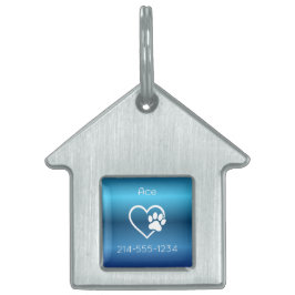 Blue Personalized Dog ID Tag Name & Phone ペットネームタグ