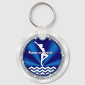 Blue Personalized Gymnastics Gifts for Girls Team キーホルダー (裏面)