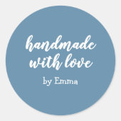 Blue Personalized Handmade with Love Minimalist ラウンドシール (正面)