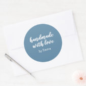 Blue Personalized Handmade with Love Minimalist ラウンドシール (封筒)