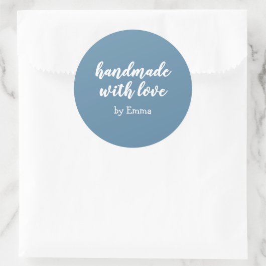 Blue Personalized Handmade with Love Minimalist ラウンドシール (バッグ)