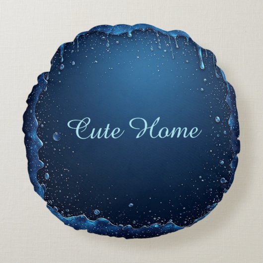 Blue Personalized Name Custom Gift ラウンドクッション (正面)